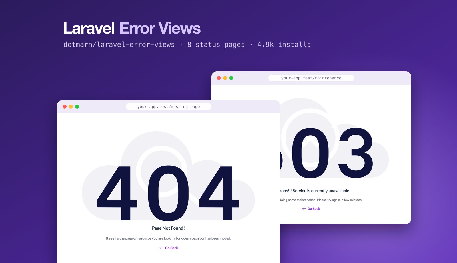 Laravel Error Views homepage