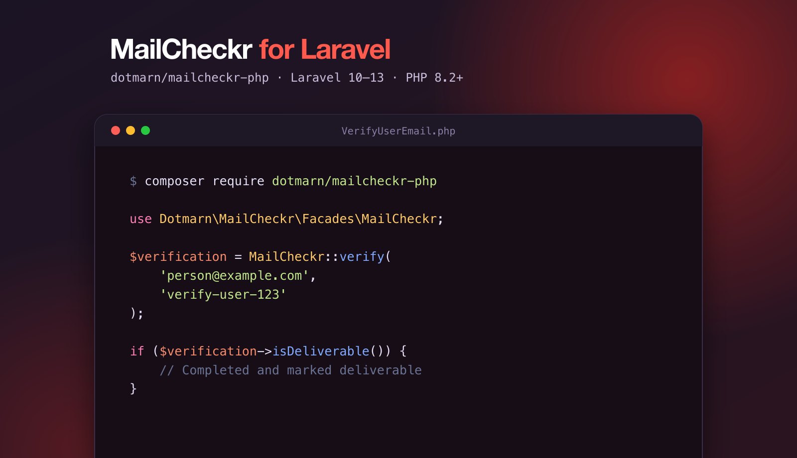 MailCheckr for Laravel homepage
